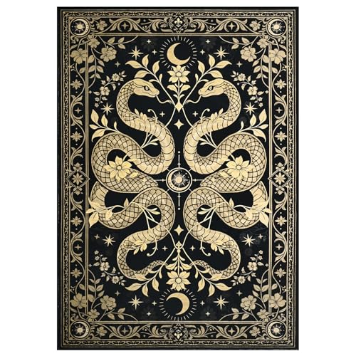 Machine Washable Snake Rug 2x3 - Gothic Floral Design for Living Room & Bedroom