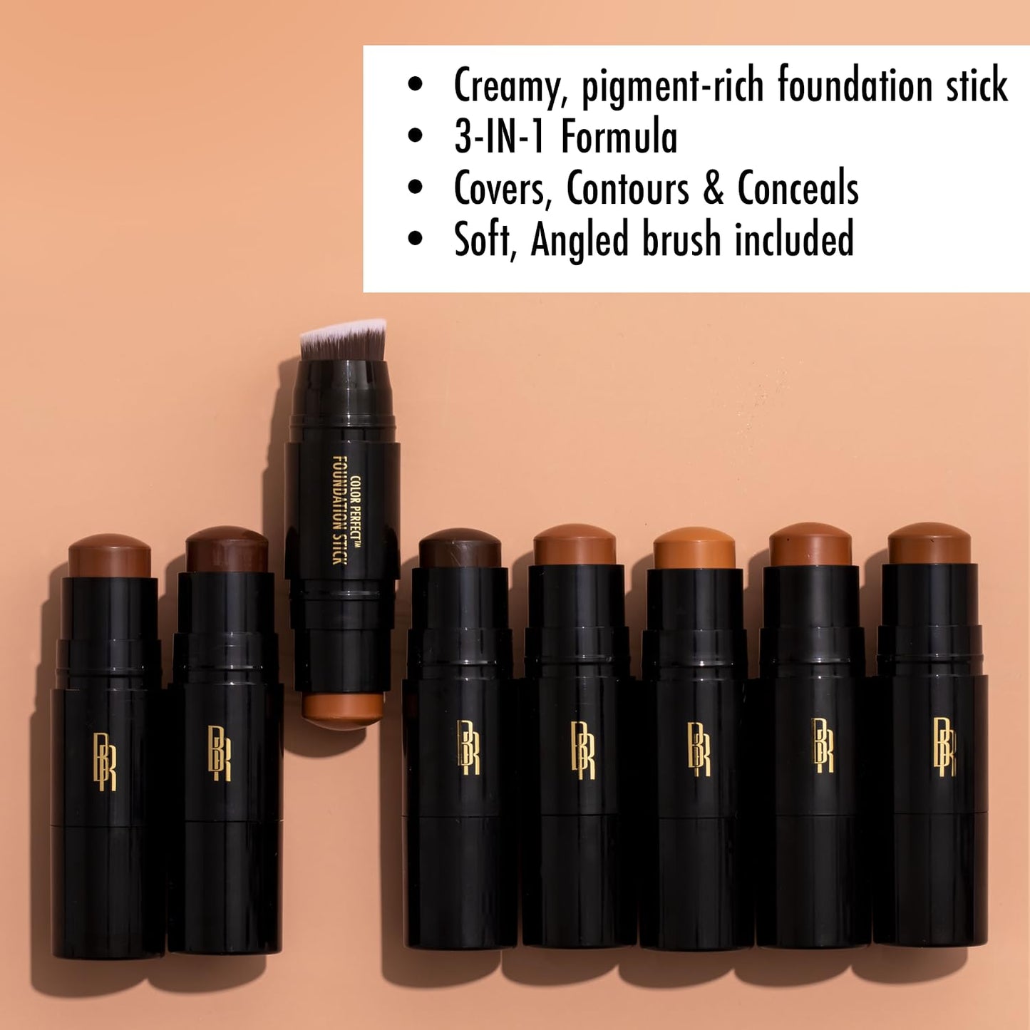 Color Perfect Foundation Stick with Soft Brush Applicator - Buildable, Blendable Pigment-Rich Formula | Bronze Glow