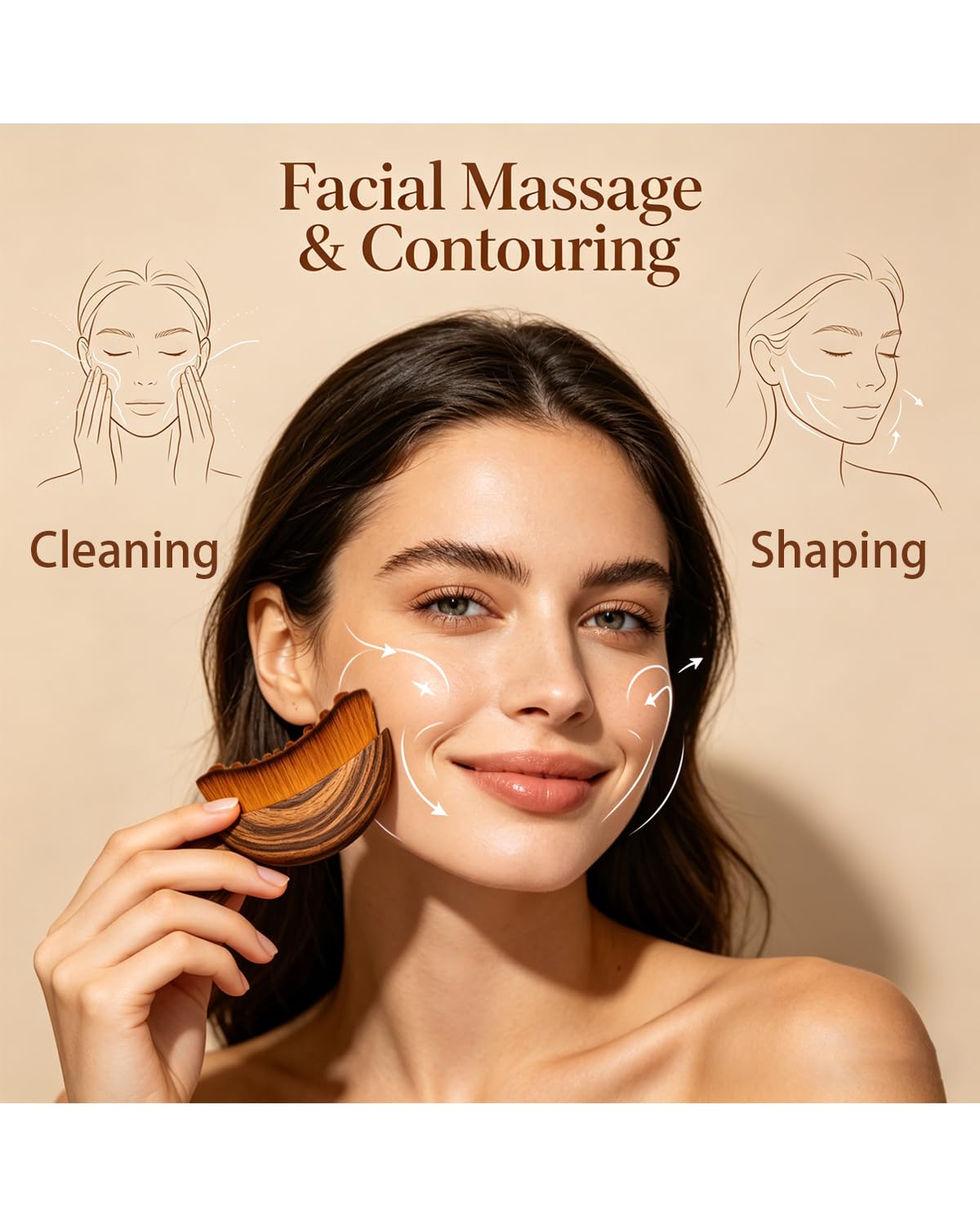 Lymphatic Contour Face Brush - Gentle Facial Cleansing Tool for Puffiness Reduction | Ergonomic & Travel-Friendly Design