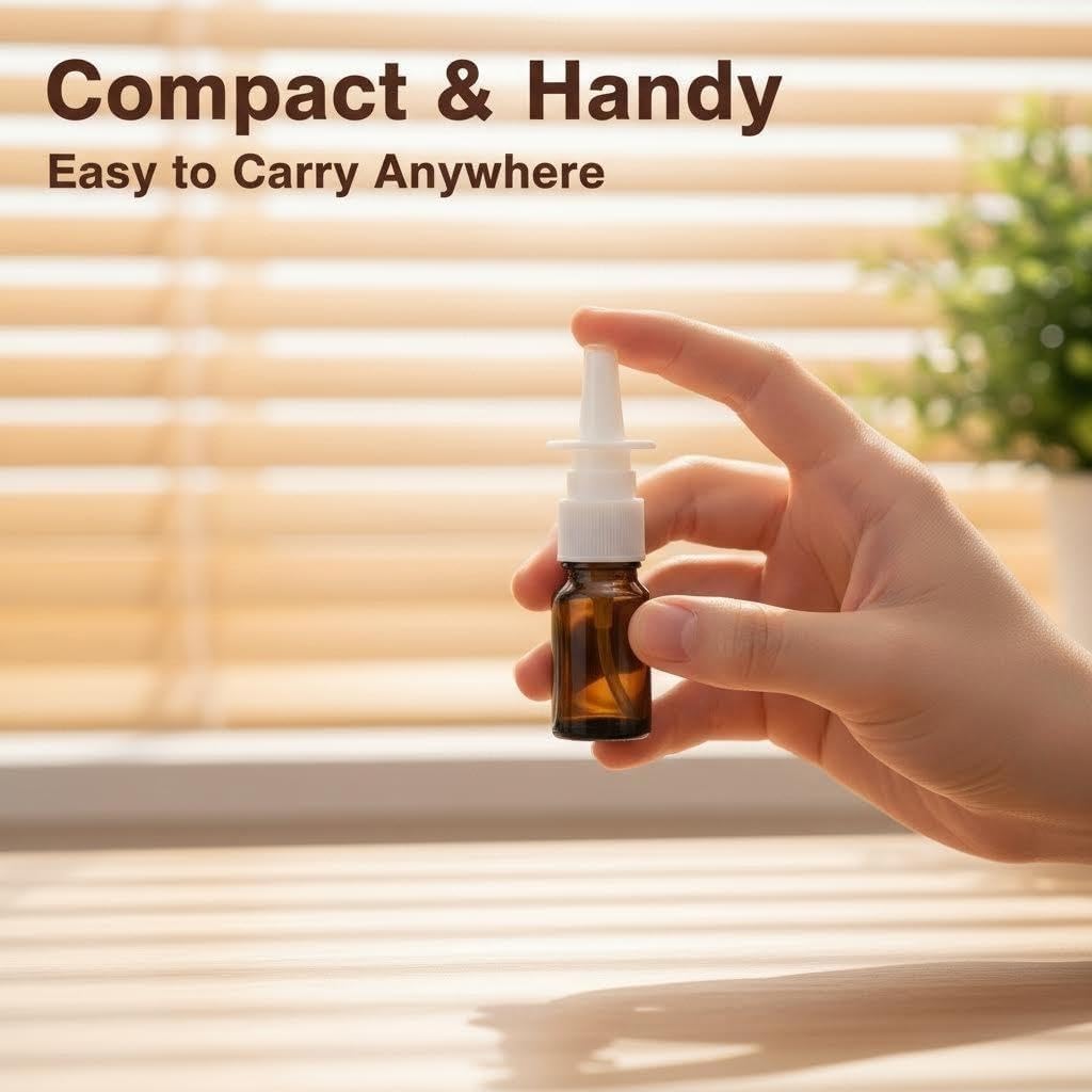 4PCS 10ML/0.34 Ounce Empty Brown Glass Spray Nasal Bottle Container