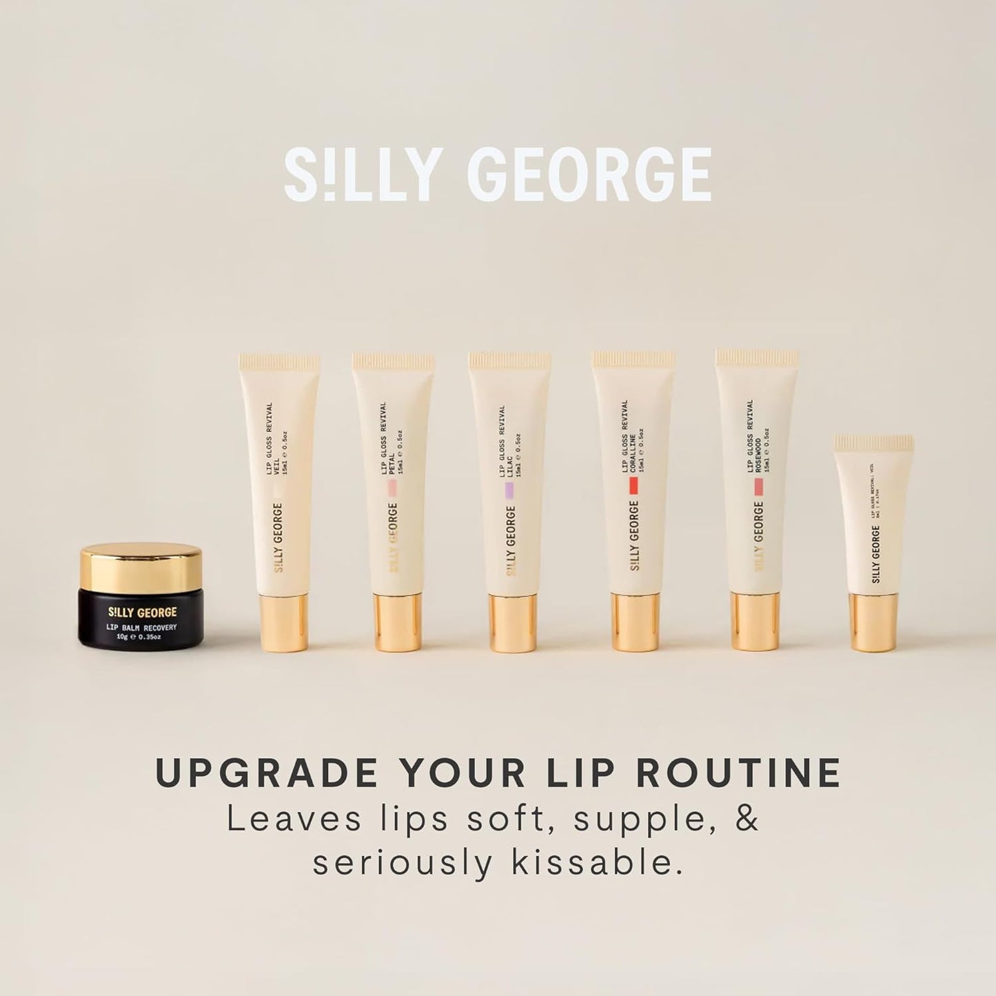 Silly George Lip Gloss Revival - Hydrating Glossy Glaze with Peptides & Shea Butter | 15ml Tube for Dry Lips