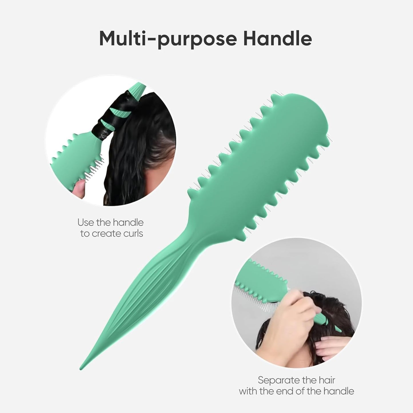 Curl Defining Brush - 9 Rows Premium Styling Hairbrush for Curly Hair | Enhances Curl Definition & Separation - Green