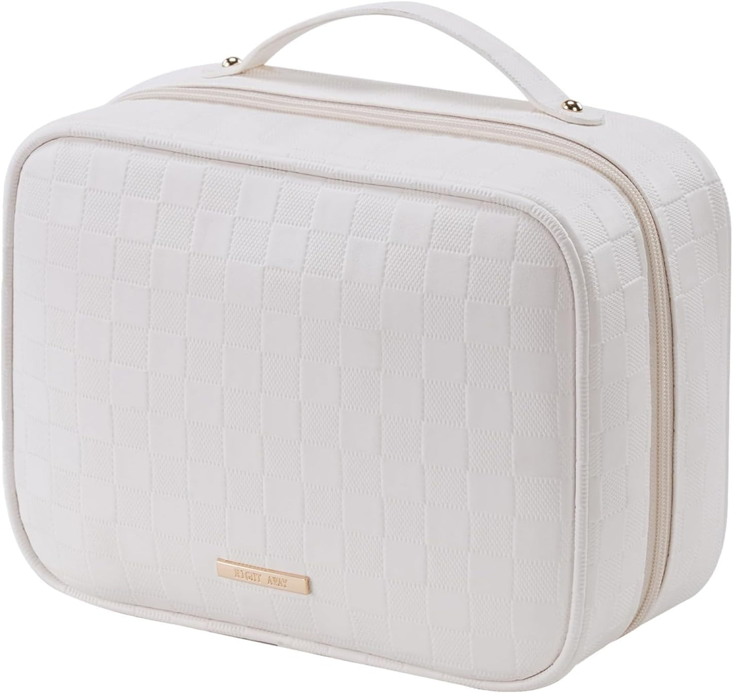 Travel Toiletry Bag for Women - Waterproof Makeup Organizer with Compartments | Portable Cosmetic Case in Brown