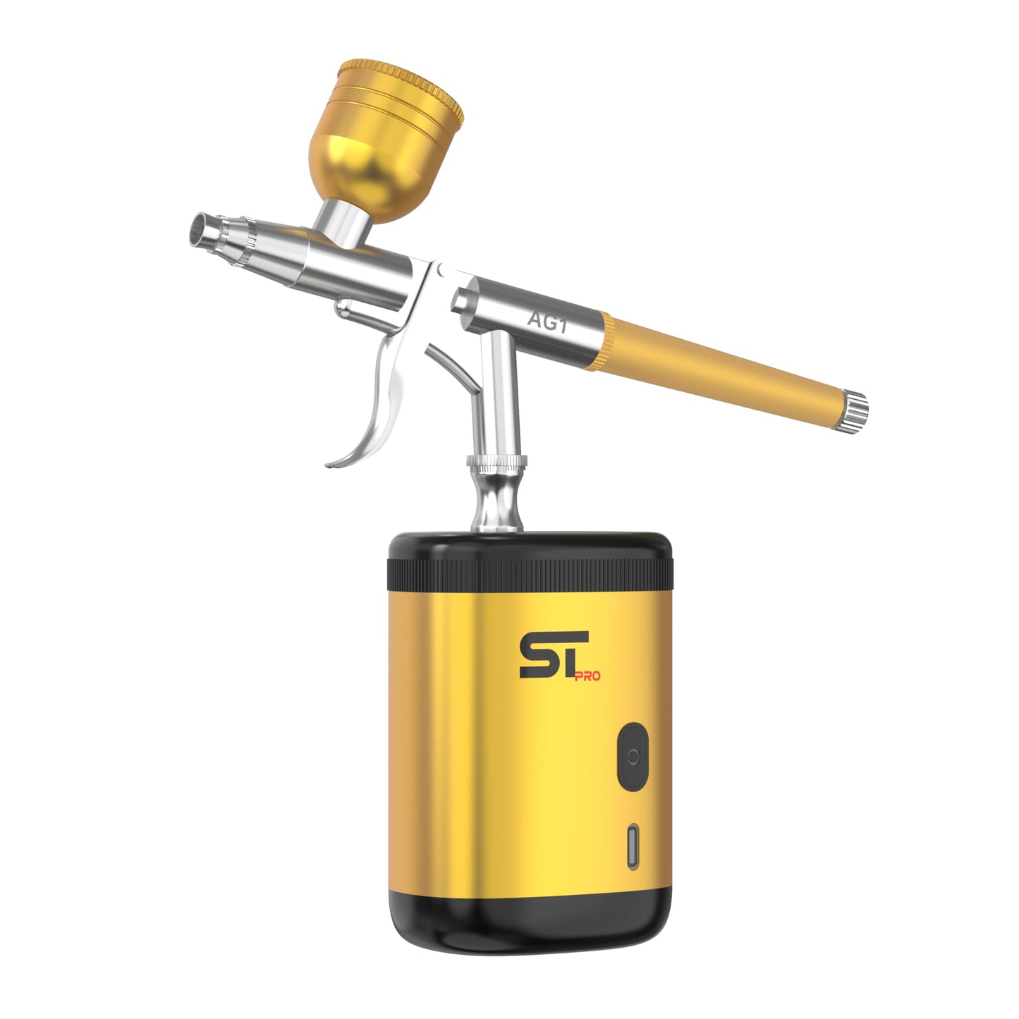 Supreme Trimmer Barber Airbrush Kit Cordless Hair and Beard Enhancement System with Ink Cleaning Solution 2 Style Triggers for Thinning Hair Natural Texture Fuller Looking Hair - AG1 (Gold)
