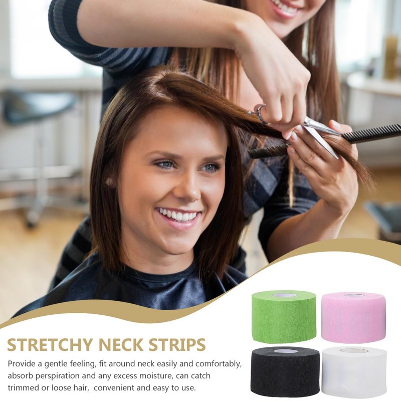 FRCOLOR Barber Neck Protection Paper Strips 4.13X4.13 Inch Stretchy Neck Wraps Disposable Papers for Hair Cutting Dyeing Salon Use Comfortable Fit