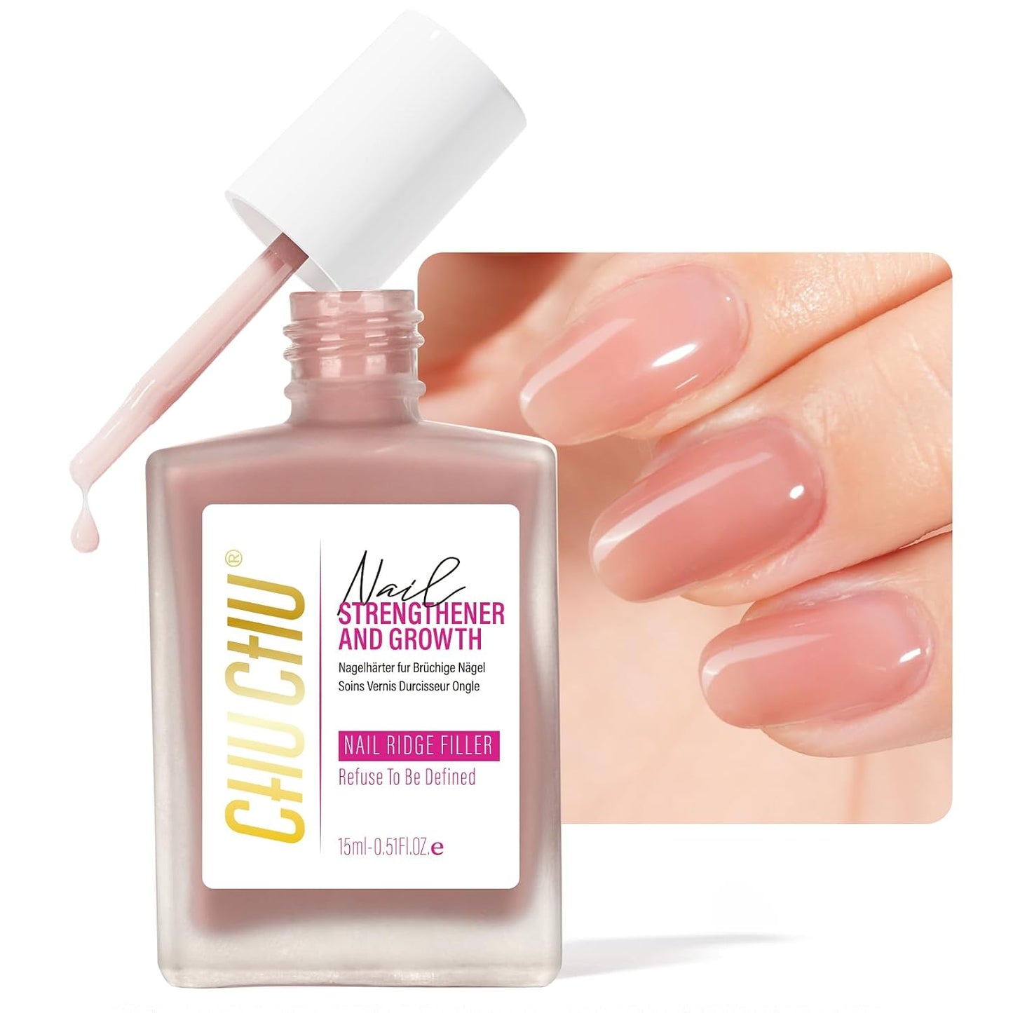 Nail Repair - 8 in 1 Dusty Rose Nail Hardener & Strengthener | Protein Ridge Filler for Weak Nails, 15ml