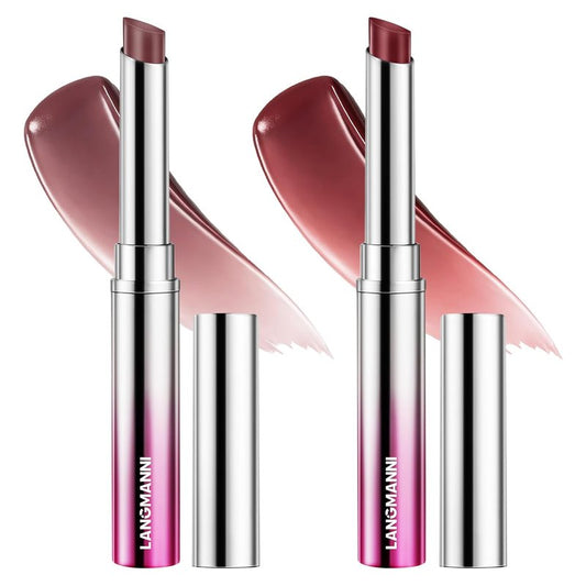Tinted Lip Balm Lipstick Set - Sheer Hydrating Color & Nourishing Care | Universal Shades for All Skin Tones (Terra Cotta & Berry Rose)