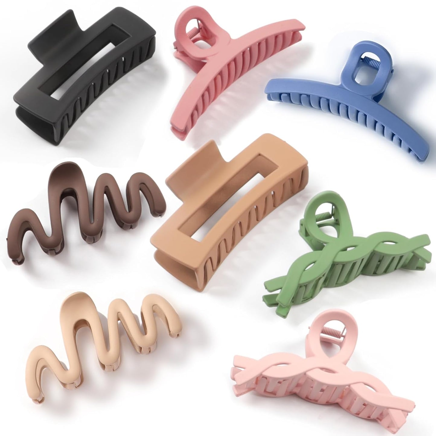 Large Matte Non-Slip Hair Clips for Women - 8-Pack in Unique Colors | Durable Claw Clips for Daily & Special Occasions