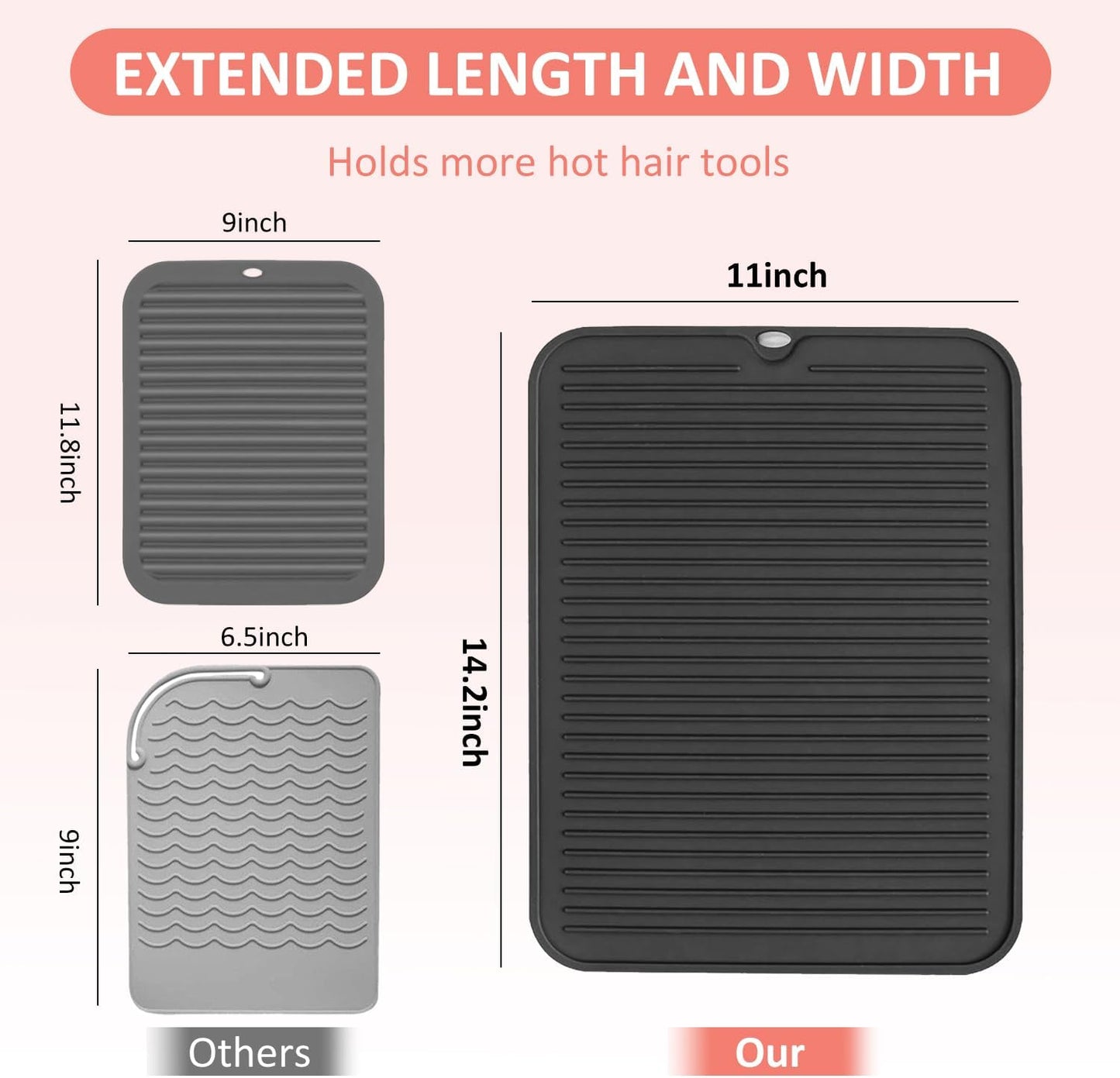 Heat Resistant Silicone Mat for Hair Tools - Curling Iron & Flat Iron Pad | Portable Styling Cover