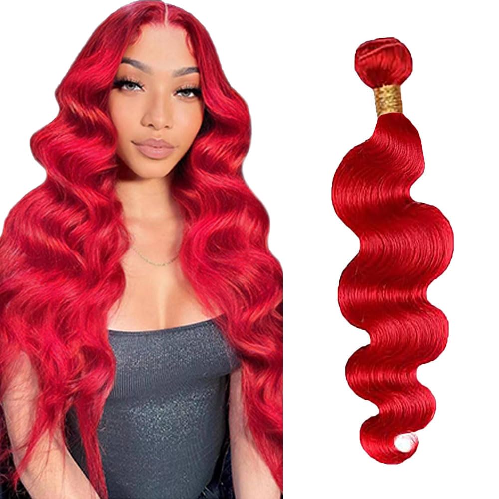 Red Bundles Red Human Hair Bundle 22 Inch Unprocessed Virgin Double Weft Burgundy Bundle Hair Extensions