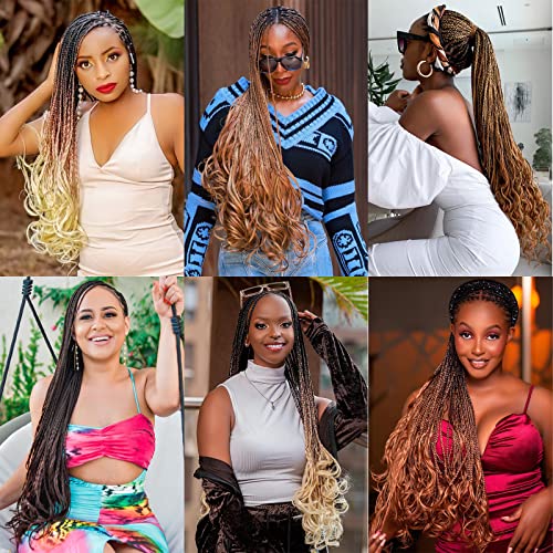 COOKOO 22 Inch French Curl Braiding Hair - 1B Black, 9 Packs Synthetic
