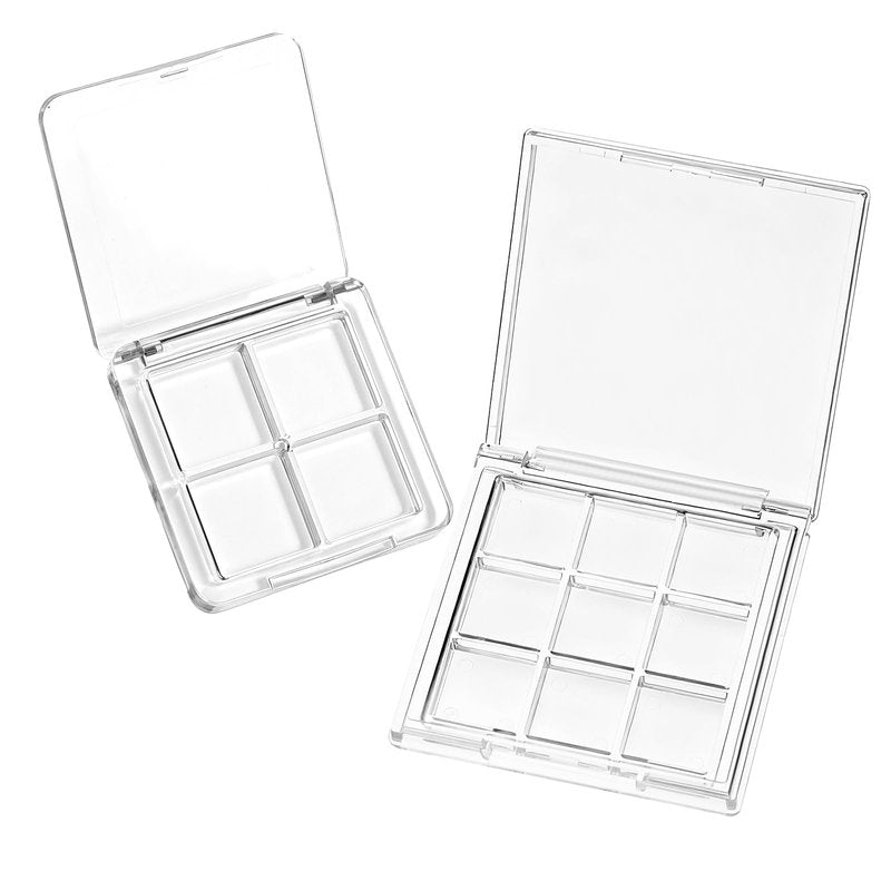 Empty Makeup Palette Depotting Case, 2pcs Empty Lipstick Palette 9-Grid and 4-Grid Clear Blush Lipstick Case Portable Eyeshadow Pan Dispensing Storage Boxes