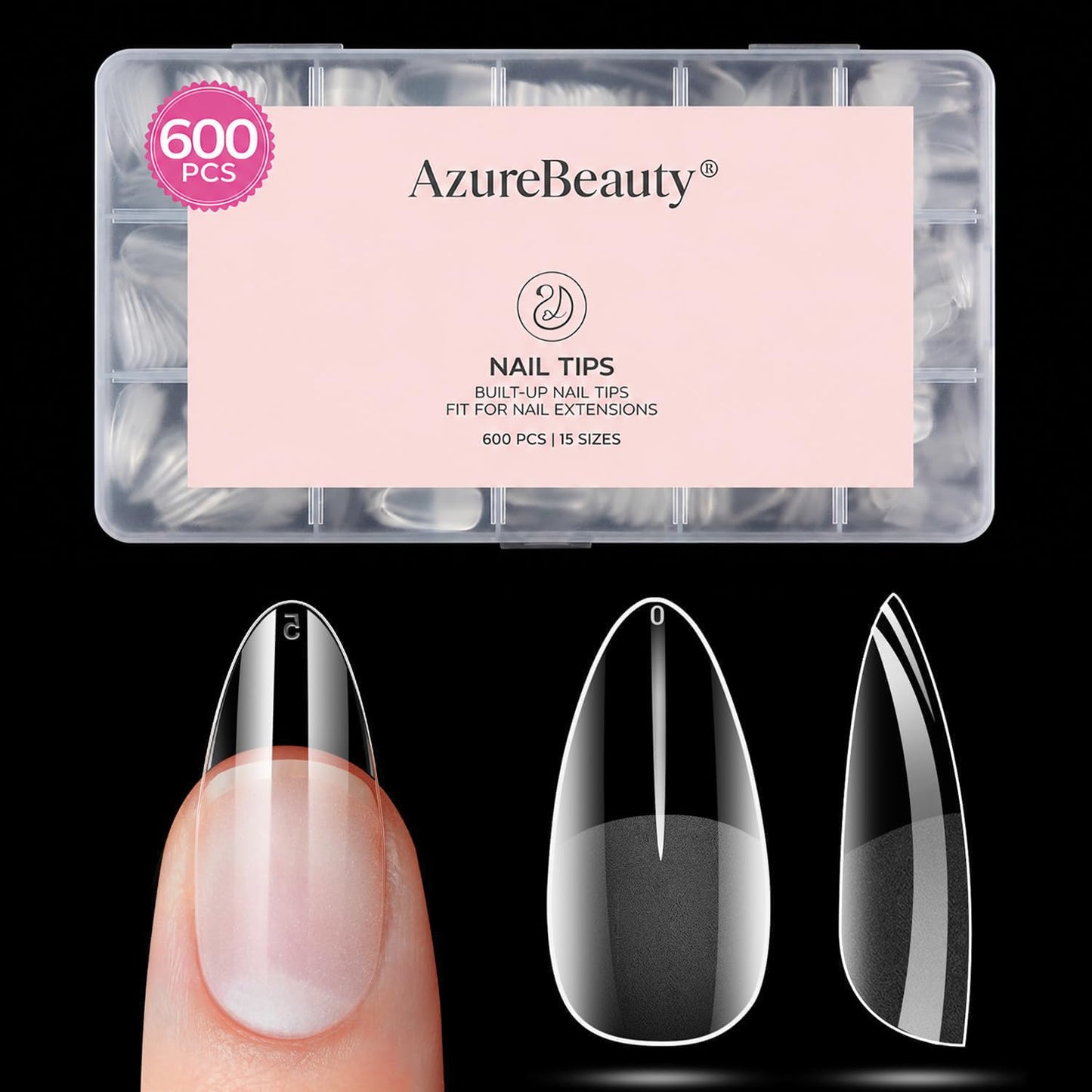 Short Square Nail Tips - 600pcs Pre-Etched Soft Gel Acrylic Fake Nails | Half Matte Full Cover for DIY Manicure