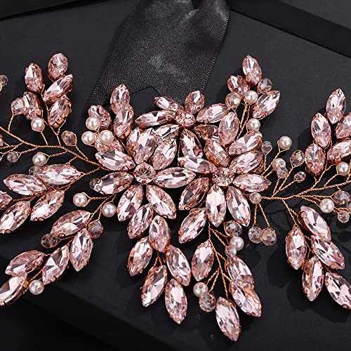 Pink Rhinestone Pearl Crystal Large Headband Hair Vine Bridal Accessory