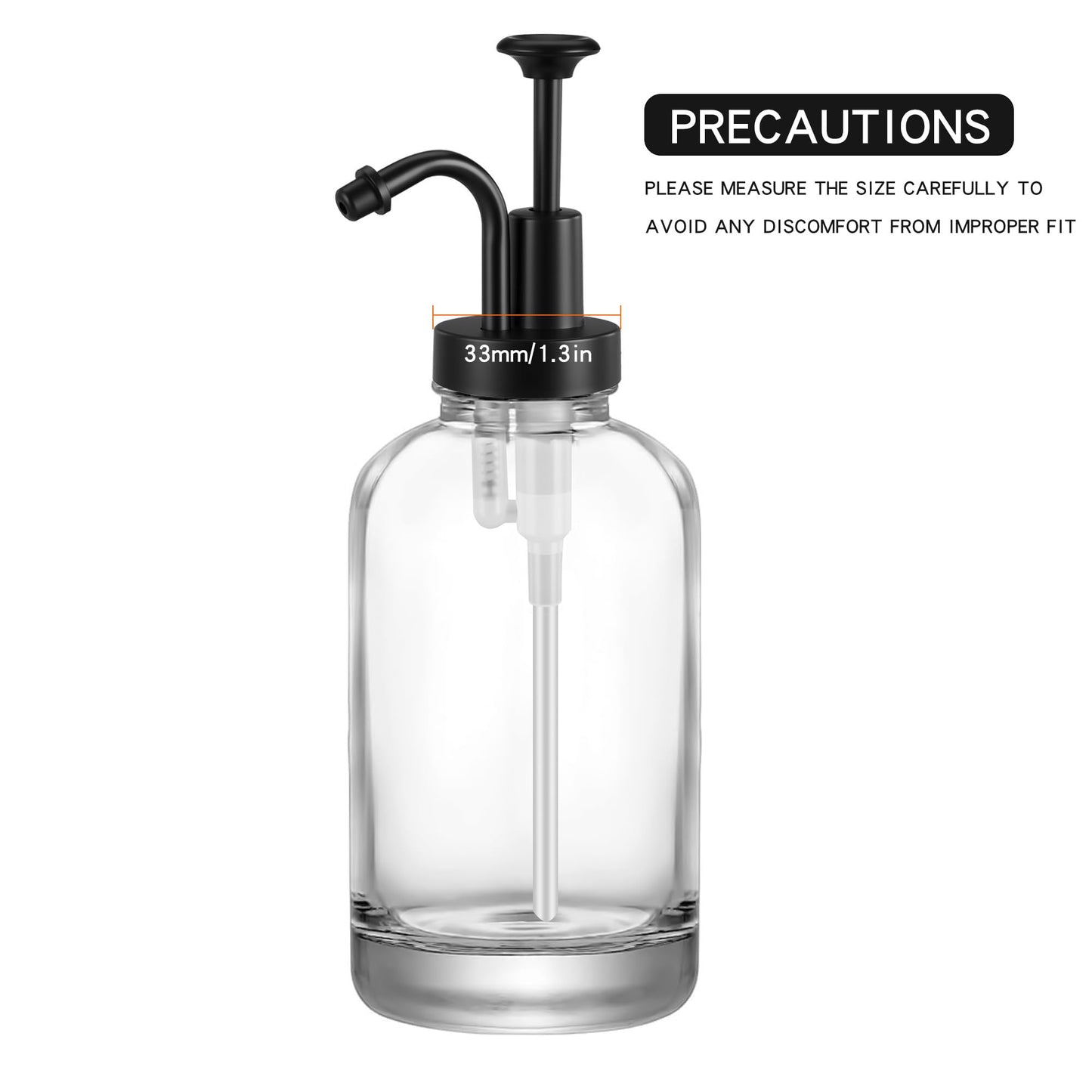 Soap Dispensers Pump Replacement, Made of ABS Material 1.3 in (33 mm) Neck Bottles for Lotion & Soap Pump Heads (Black)
