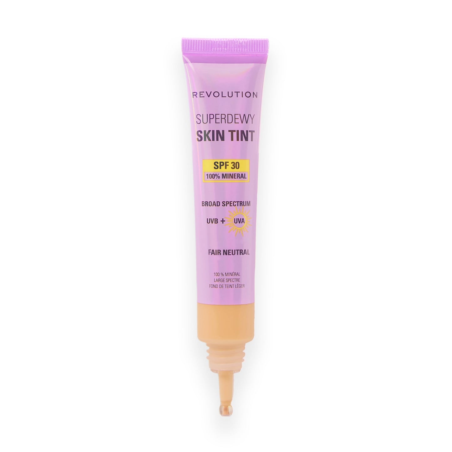 Revolution Superdewy SPF 30 Skin Tint, Tinted Mineral Face Foundation, Buildable Coverage for Facial Glow, 12% Zinc Oxide, Vegan & Cruelty-Free, Fair Neutral
