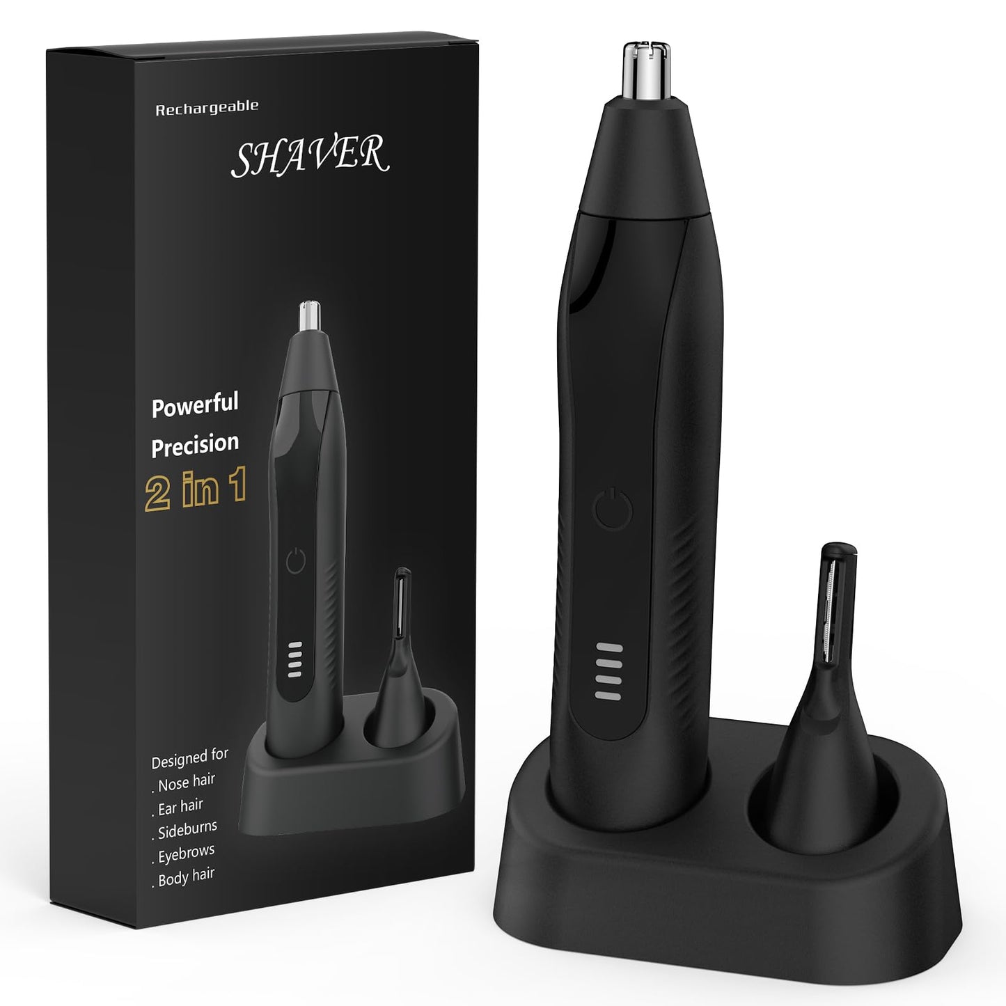 Setonia Nose Hair Trimmers for Men,Rechargeable Eyebrow Trimmer 2 in 1 Painless Multifunctional Ear and Nose Hair Trimmer with Dual Edge Blades Portable Design TE02