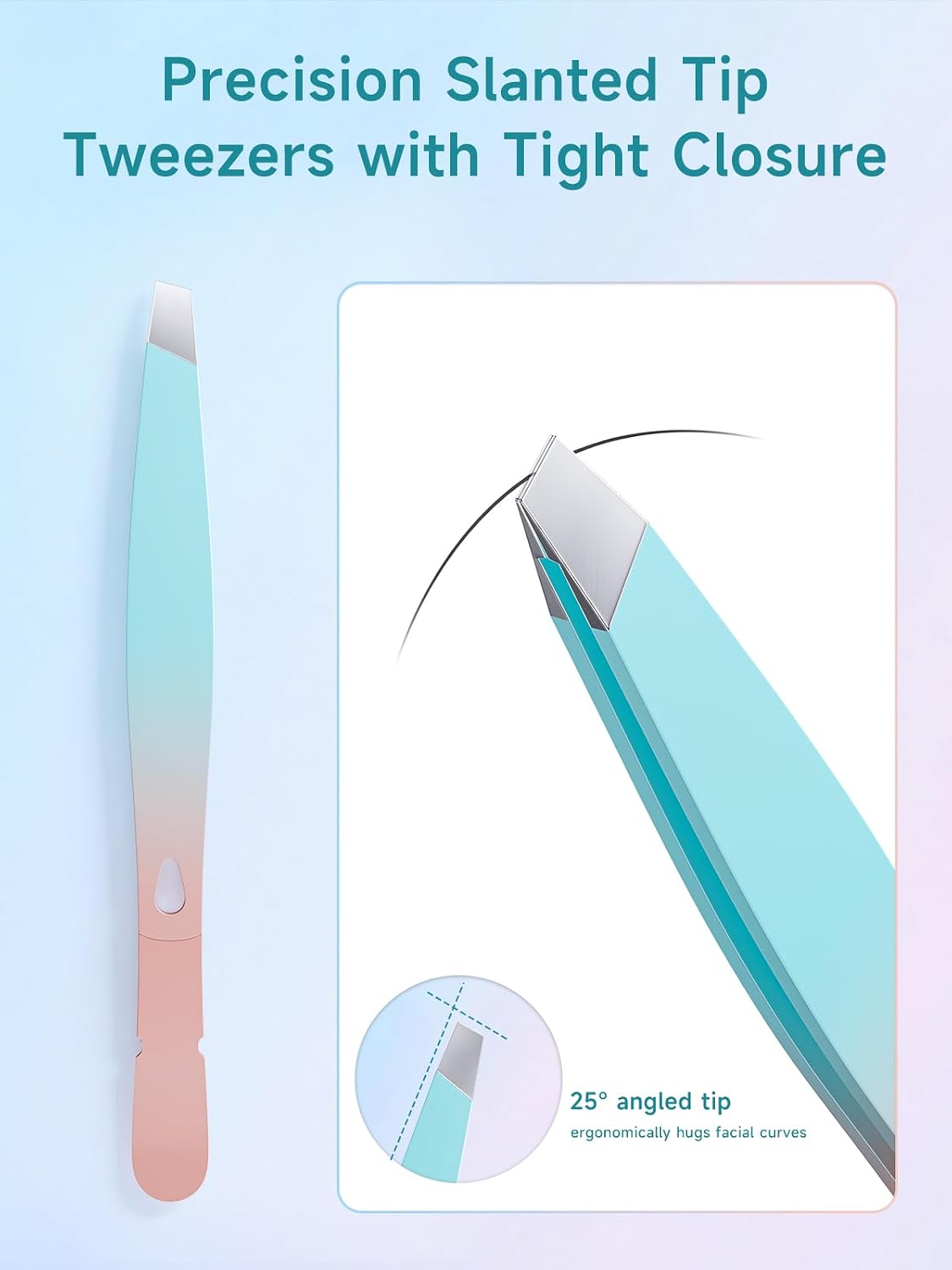 Professional Precision Eyebrow Tweezers - Stainless Steel Slanted Hair Removal Tool for Men & Women | Ideal for Facial Hair & Ingrown Hairs