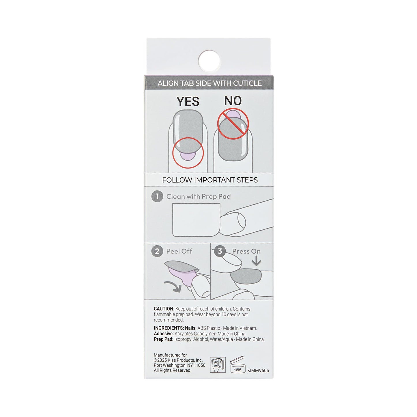 Kiss Impress No Glue Mani Press On Nails, Design, 'Aura', White, Medium Size, Almond Shape, Includes 30 Nails, Prep Pad, Instructions Sheet, 1 Manicure Stick, 1 Mini File