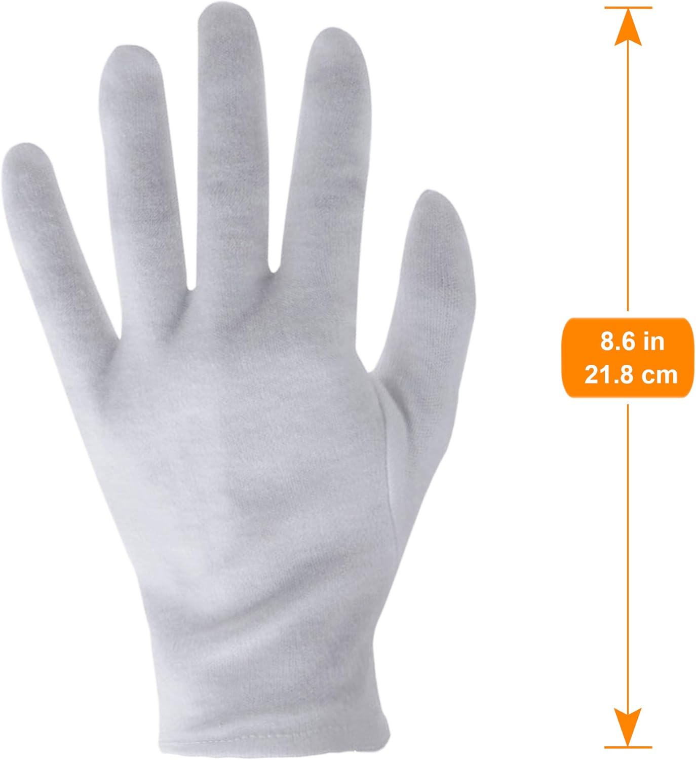 White Cotton Gloves for Dry Hands | Eczema & SPA Moisturizing - 6 Pairs for Work & Costume Use
