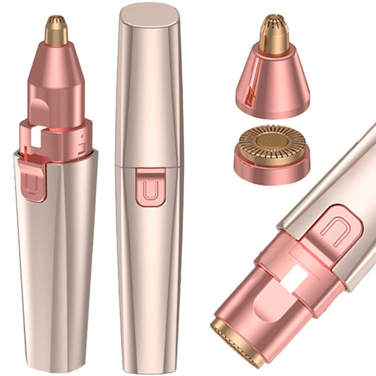 Facial Hair Remover for Women - Rose Gold USB Rechargeable Eyebrow Trimmer & Face Shaver with LED Light, 2-in-1 Hair Removal Device for Smooth Skin