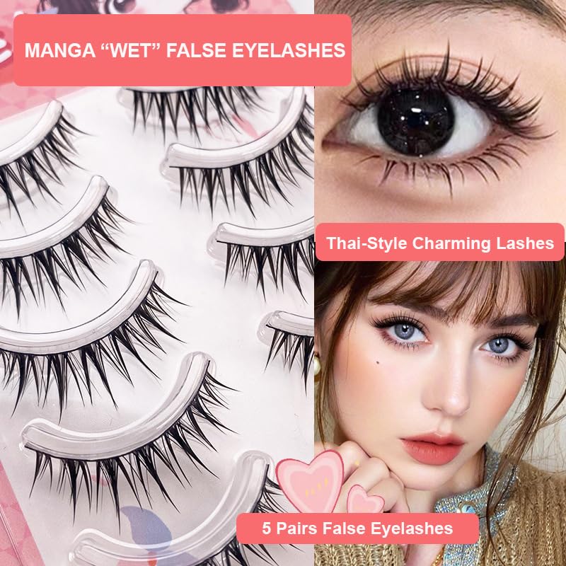 LASGOOS Natural Look Fake Eyelashes - 5 Pairs, 7-14mm