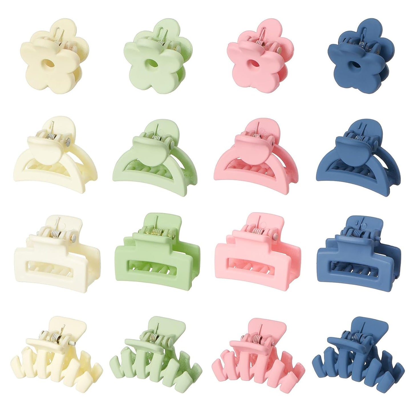 Colorful Mini Crystal Flower Hair Clips - 16PCS Non-Slip Claw Clips for Thin/Thick Curly Hair