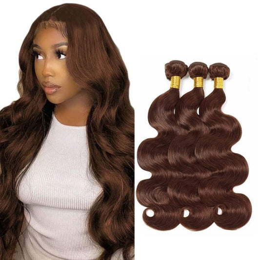 #4 Chocolate Brown Bundles Human Hair Body Wave Bundles 22 24 26 Inch Body Wave Bundles Unprocessed Brazilian Virgin Hair Deals Quick Weave Hair Extensions 3 Bundle 50 Gram Per Bundle
