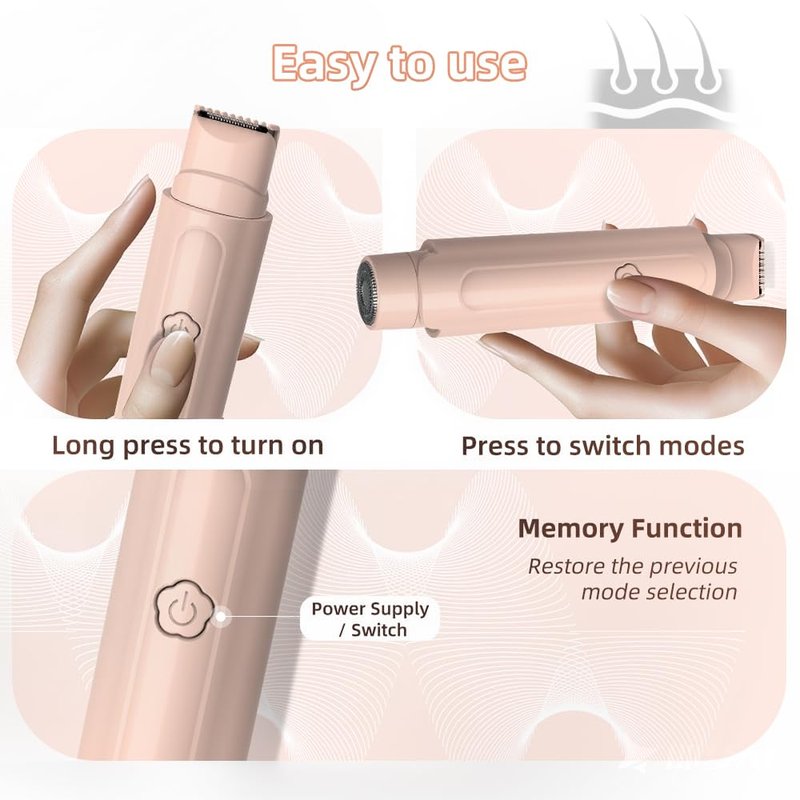 2 in 1 Women's Electric Shaver, Dual Head Bikini Hair Trimmer, IPX6 Waterproof, Wet & Dry, Bikini Underarm Leg Arm Body Facial Epilator. (Pink)
