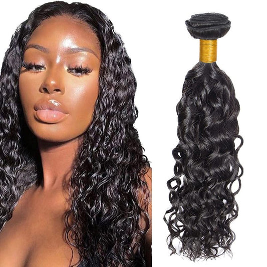 16 Inch Water Wave Bundles Human Hair Bundles Brazilian Remy Hair #1B Natural Black Color 50 Grams/Bundle Unprocessed Virgin Hairs Water Wave 1 Bundle Weaves Hair Extensions