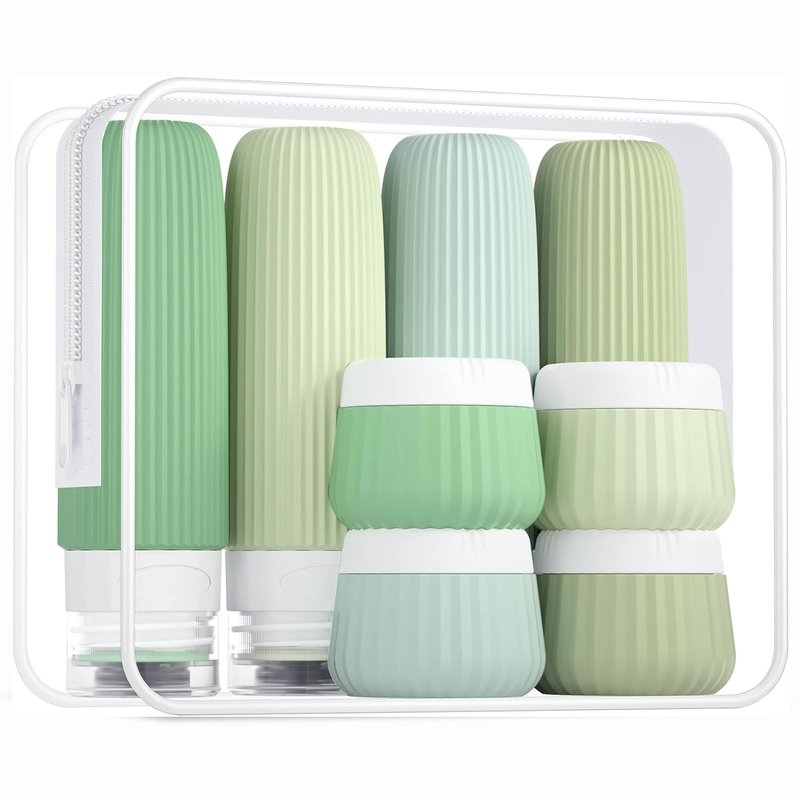 Travel Bottles 8 Pack - TSA Approved 3 oz Leak Proof Silicone Containers | Clear Bag Included