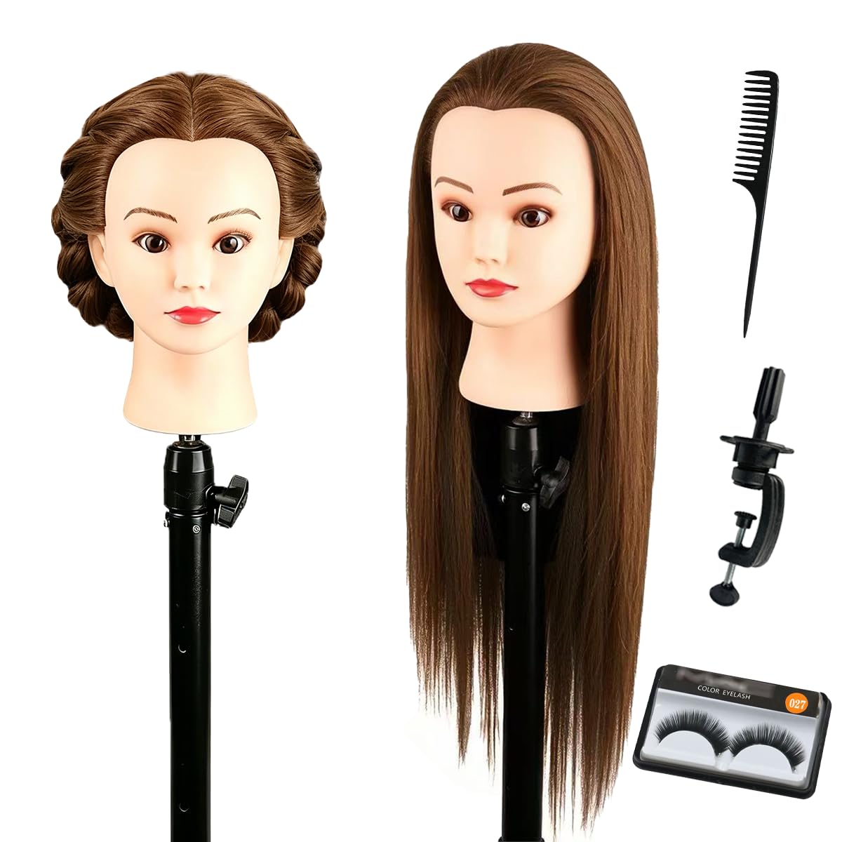 Human Hair Mannequin Head for Hairstyling | Heat Resistant Doll Head for Cosmetology Practice (Blond 27#)