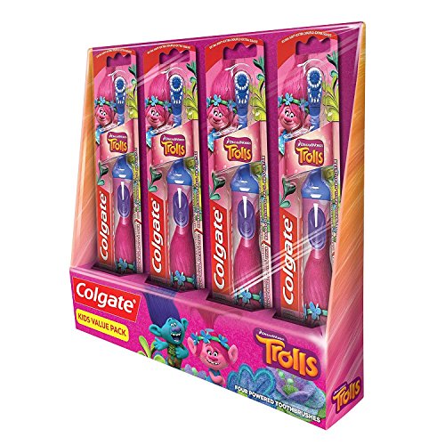 Colgate Kids Trolls Battery Powered Electric Toothbrush - 4 Pack Multicolor