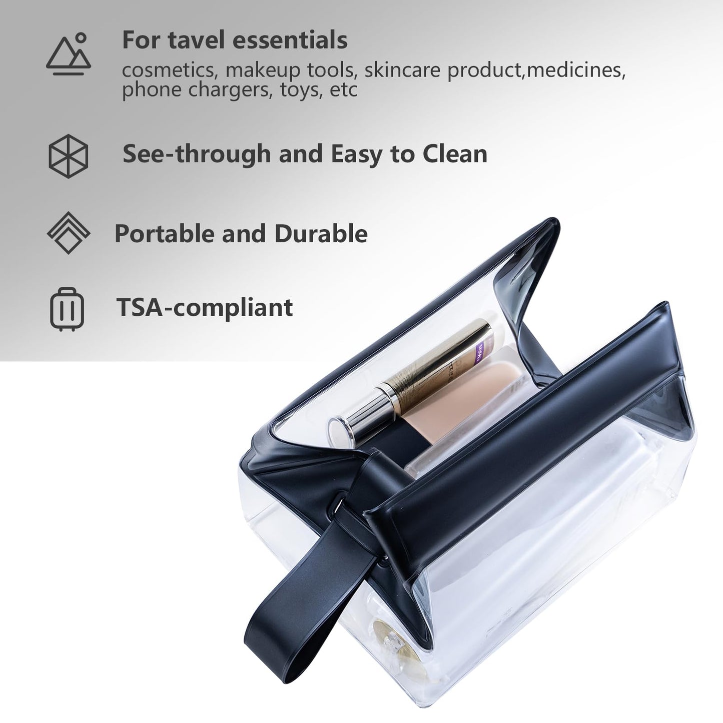Uriyesobida TSA Approved Clear TPU Toiletry Bag with Magnetic Closure Leak Resistant Makeup Bag Cosmetic Pouch Dopp Kit Travel Essentials Bag Magnetic Travel Container Organizer Pouch (Beige)