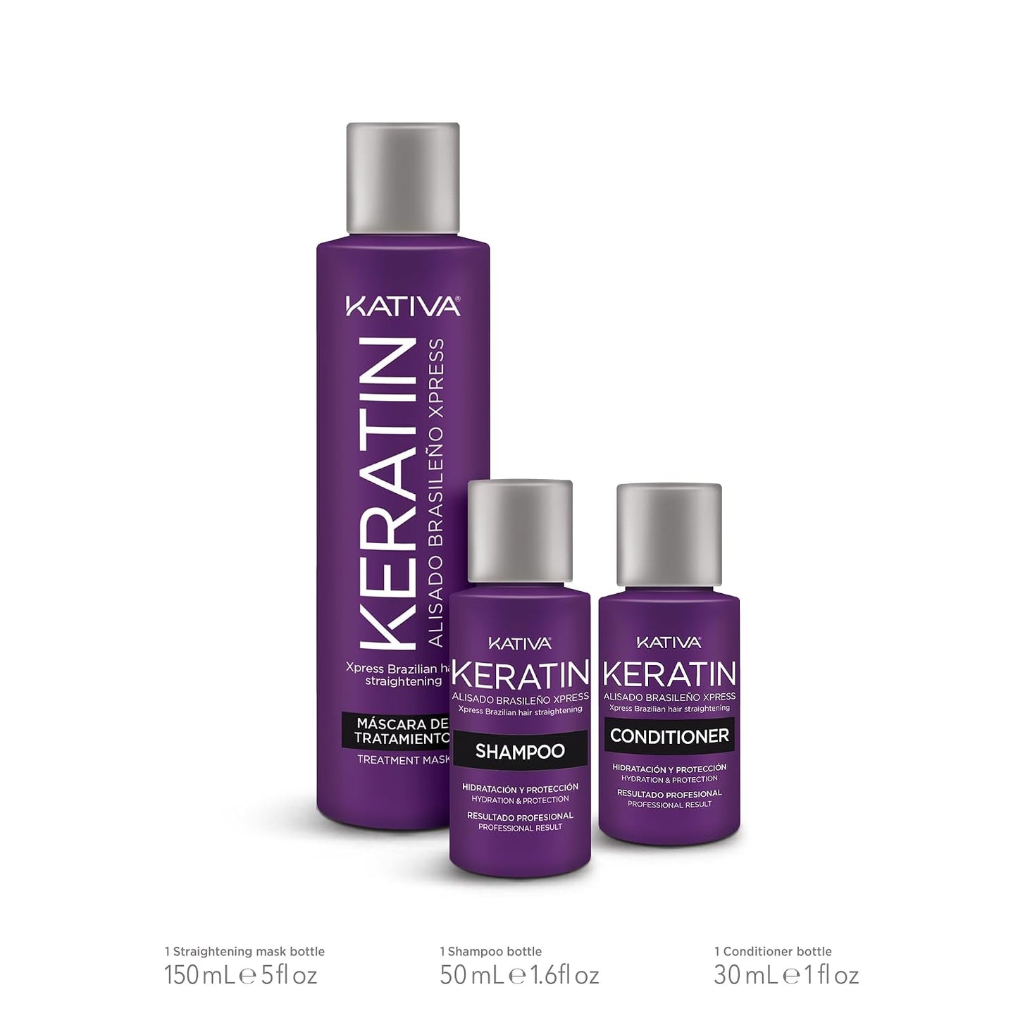 Kativa Brazilian Keratin Straightening Kit - Formaldehyde-Free At-Home System for Intensive Frizz Reduction | Vegan, Lasts Up to 12 Weeks