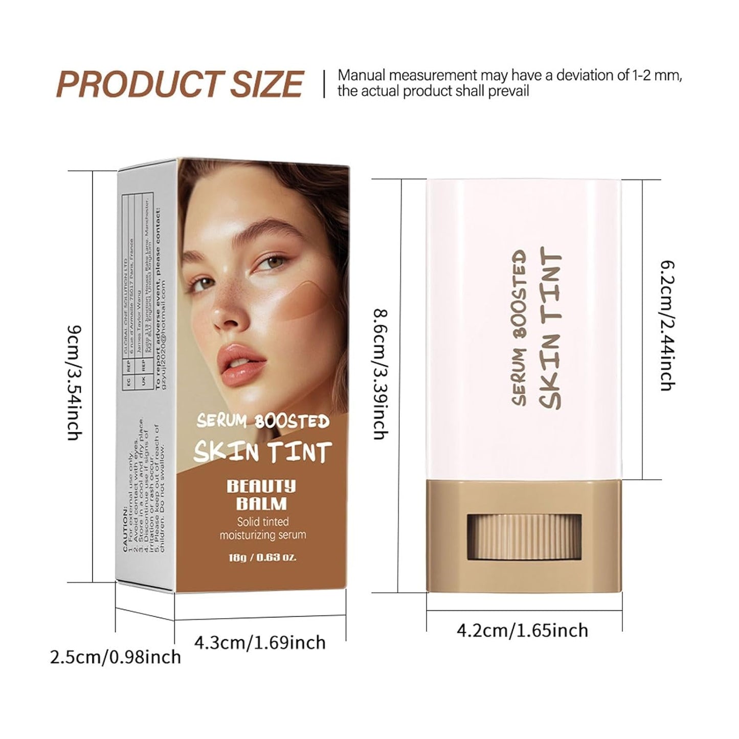 Beauty Balm Serum - Hydrating Tinted Moisturizer Stick for Natural Finish | Lightweight Buildable Foundation (01#)