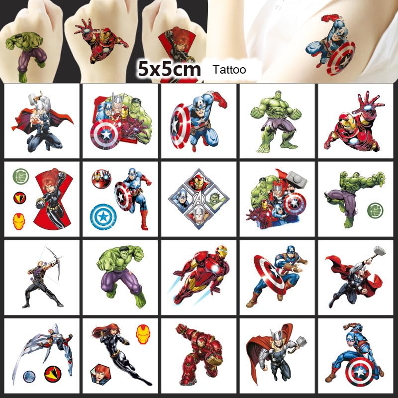 Superhero Temporary Tattoos for Kids - 20 Sheets of Fun Birthday Party Favors | Cute Cartoon Stickers for Boys & Girls