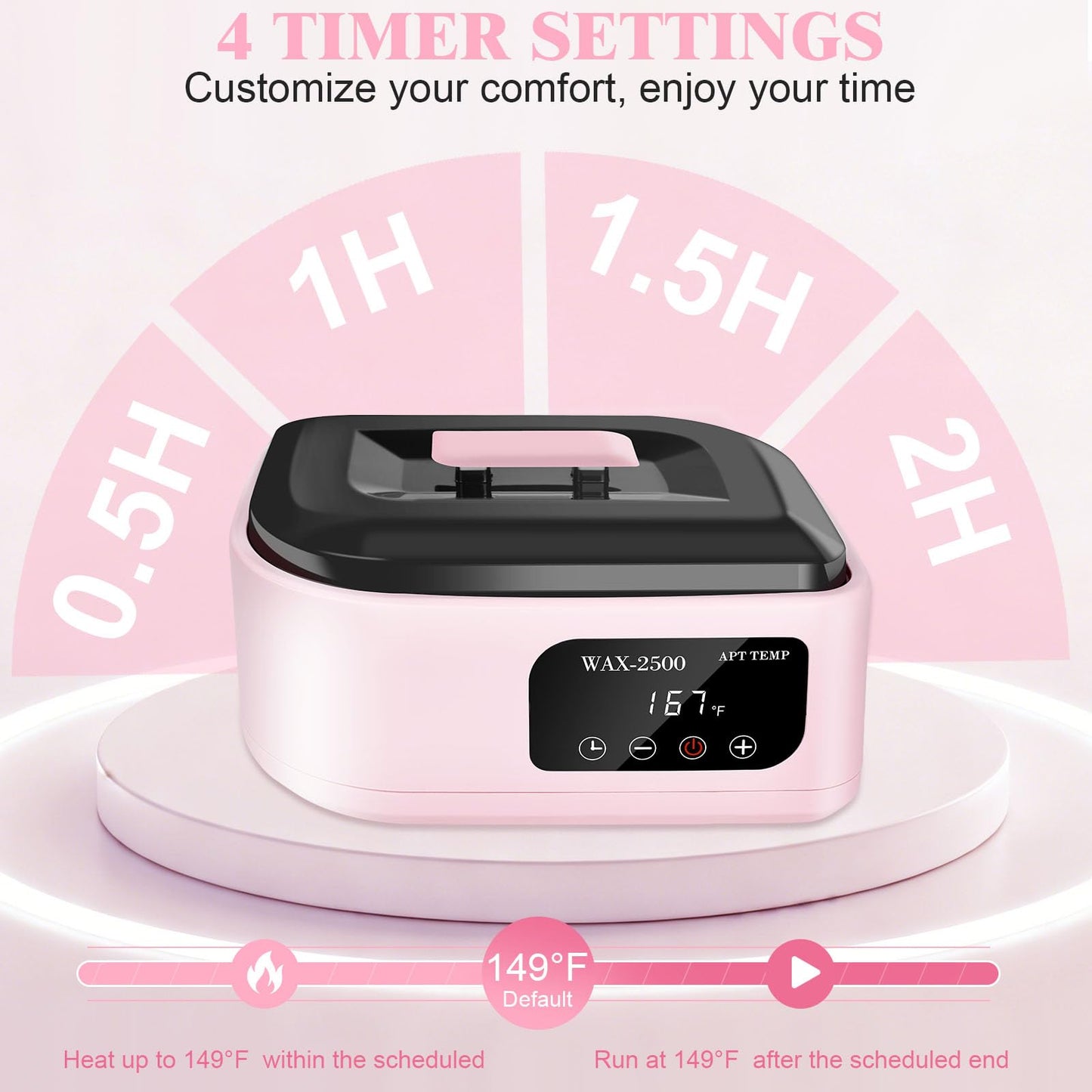 Beauty Star Paraffin Wax Machine for Hands and Feet – 3500ml Large Capacity with Auto Timer & Keep Warm Function – Moisturizing Kit for Arthritis Relief, Dry Skin, and Spa Home Use (Pink)