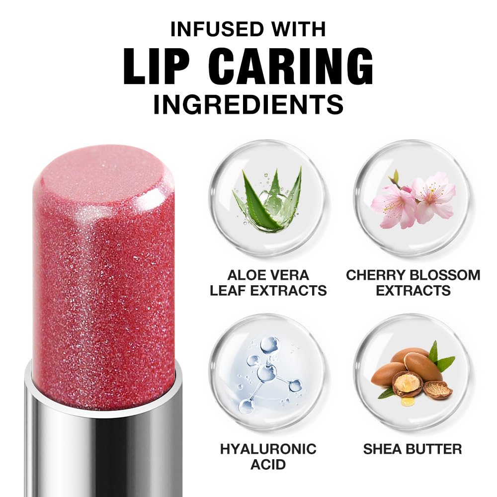 Nude Pink Shimmer Lipstick - Metallic Moisturizing Glow & Plumping Formula | Long-Lasting Waterproof (01#Nude Pink)