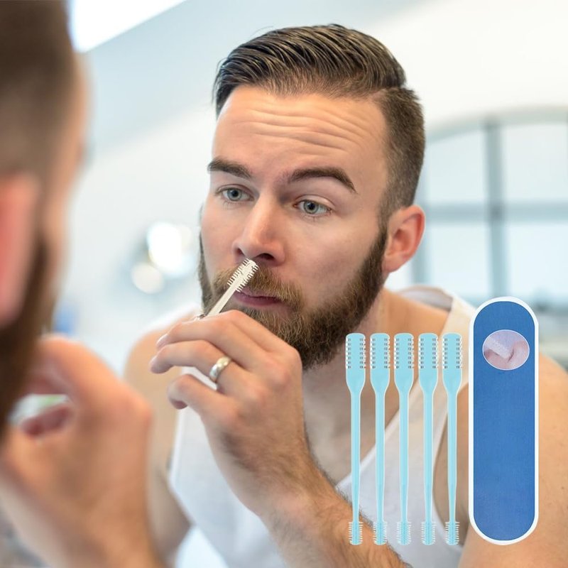 Nasal Hair Cutter, New Nose Hair Trimmer for Men Women, 360° Rotating Portable Manual Nose Hair Remover, Double Sided Noses Hairs Knife Travel Essentials (Beige, 3Pcs)