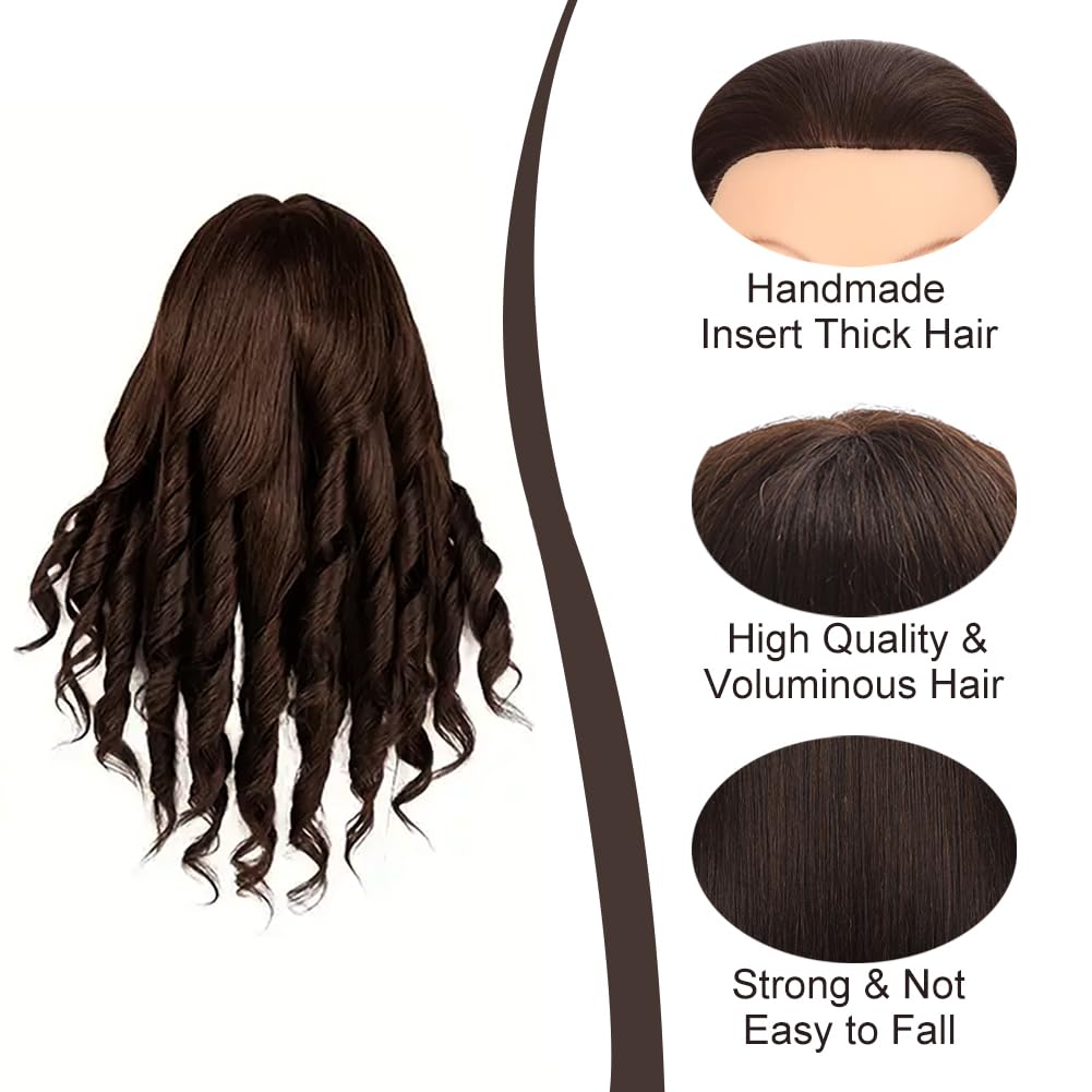 Mannequin Head - 26”-28” Real Hair Cosmetology Doll Head | Dark Brown Styling Manikin