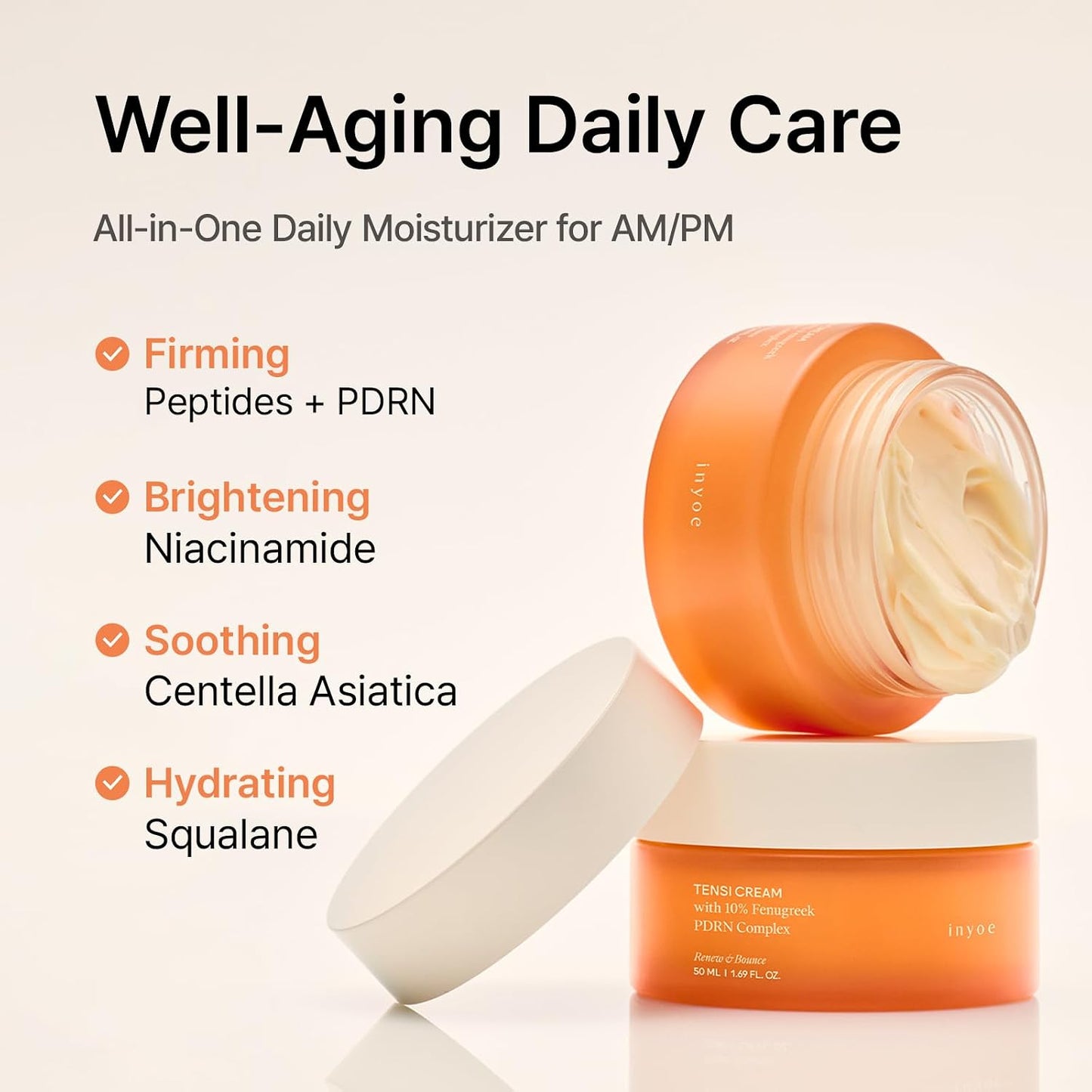 Tensi Cream - Firming Daily Moisturizer with 10% Fenugreek PDRN Complex for Sensitive Skin | 1.69 fl oz