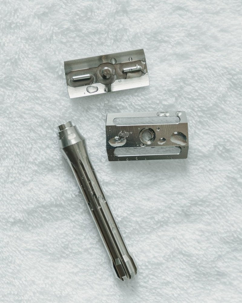 Blackland Blackbird Double Edge Safety Razor for Men - Titanium Satin Long Handle Lite Safety Bar - Grade V Titanium - Made in USA