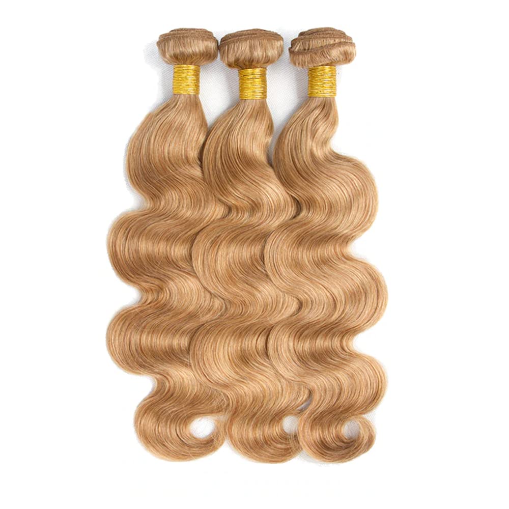 Biliisyff #27 Honey Blonde Body Wave Human Hair, 12 14 16 Inch