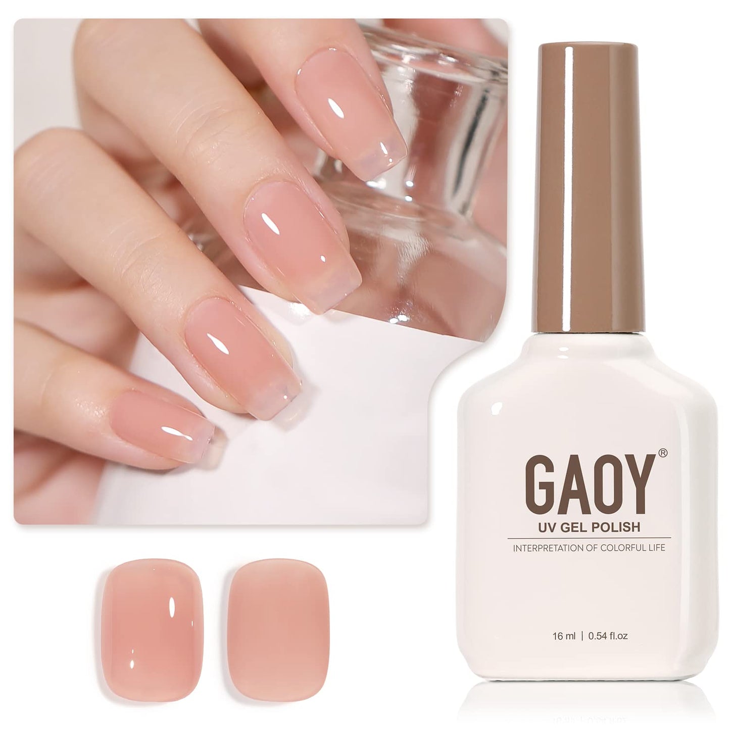 Sheer Light Pink Gel Nail Polish - 16ml UV Cure Jelly Milky White Peach for DIY Manicure & Pedicure