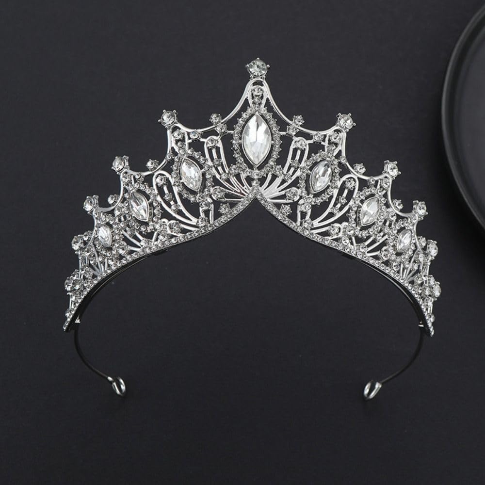 Rhinestone Crown Hair Ornaments Elegant Headwear Princess Tiara Temperament Gold Baroque Crown Women(purple)