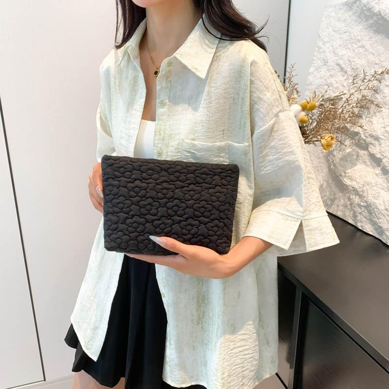 Puffy Quilted Makeup Bag for Women - Stylish Travel Organizer