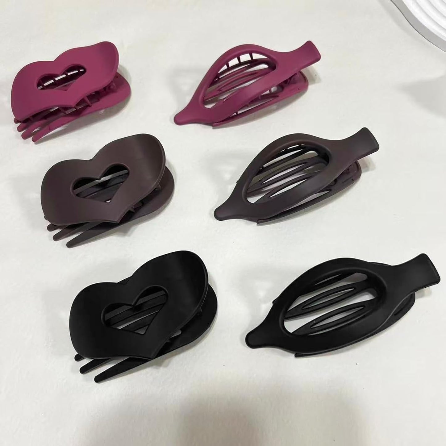 French Flat Hair Clips - 6 Pcs Set for Women | Strong Hold, Matte Neutral Colors, Large Curved Design for Thick & Thin Hair