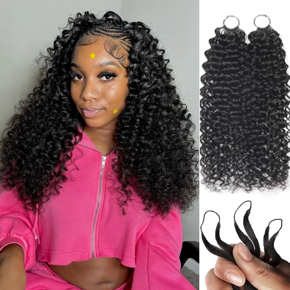 Feather Crochet Human Hair Extensions for Black Women - 16 Inch Soft Invisible Curly Bundles | Lightweight & Reusable