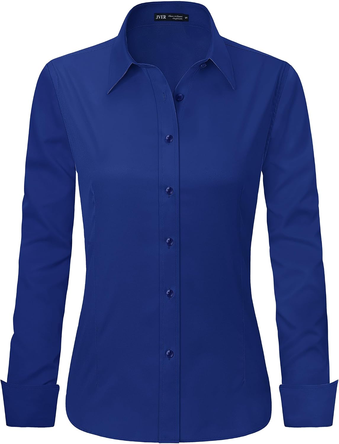 J.VER Women's Long Sleeve Dress Shirt - Wrinkle-Free Business Casual Blouse for Office Work